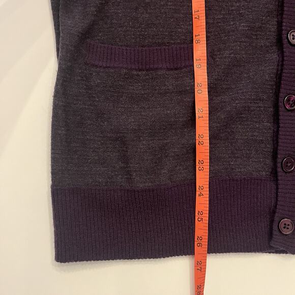 Vertical Design Homme 100% Merino Wool Cardigan Mens Large Purple Stripe Grandpa - Picture 10 of 12